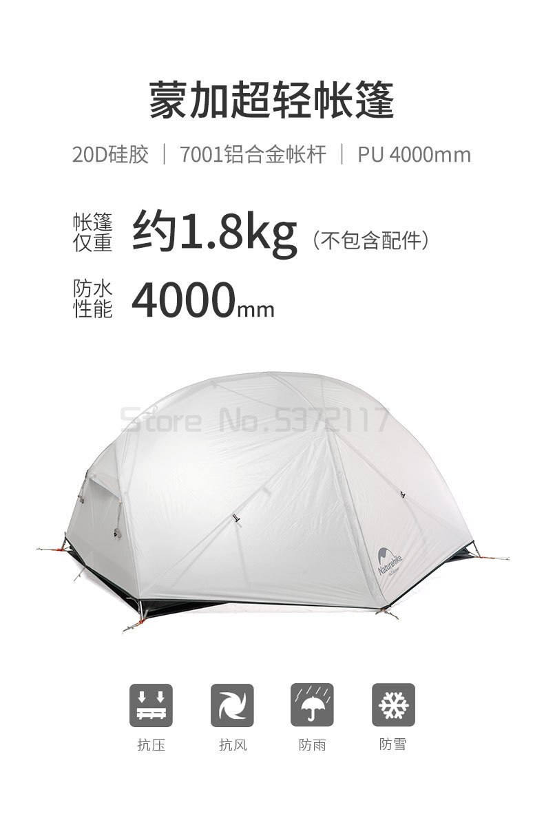 Cheap Goat Tents Mongar Camping Tent 2 Persons Ultralight 20D Nylon Aluminum Alloy Pole Double Layer Outdoor Hiking Tent NH17T007 M Tents 